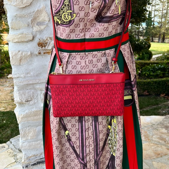 Michael Kors Maisie Large 3 in 1 tote handbag flame red - Picture 7 of 14